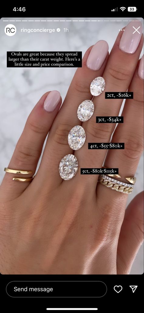 5 Carat Diamond Ring Oval, Oval Diamond Size Chart, 3.5 Carat Engagement Ring, Wedding Ring Goals, Ring Goals, 5 Carat Diamond Ring, Jewellery Board, Favorite Engagement Rings, Oval Diamond Ring