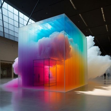 Experience Design Installation, Immersive Exhibition Design, Experiential Design Spaces, Glass Building Architecture, Colorful Art Installations, Immersive Design, Color Installation, Immersive Exhibition, Immersive Installation