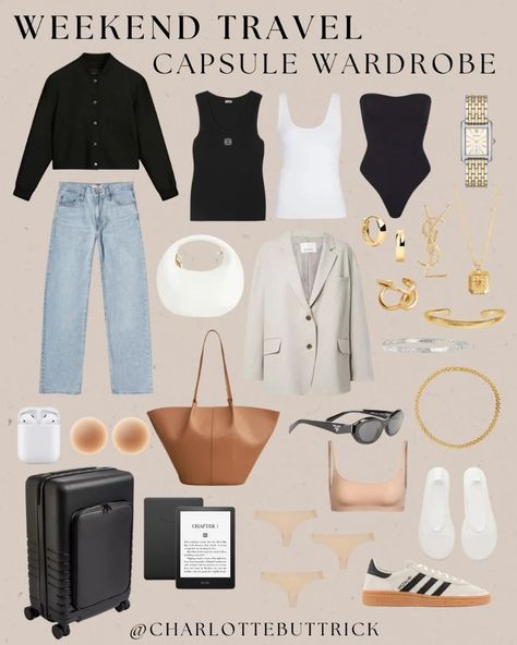 4 Day Travel Outfits Capsule Wardrobe, Weekend Break Outfit, Capsule Wardrobe Bags, Weekend In Paris Outfits, Carry On Capsule Wardrobe Spring, London Sightseeing Outfit, 3 Day Weekend Packing List, Train Travel Outfit, Cute Weekend Outfits