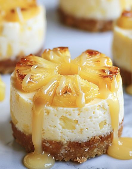 Mini Pineapple Upside-Down Cheesecakes – Tnextrecipes Pineapple Cheesecake, Pineapple Upside, Pineapple Upside Down Cake, Pineapple Upside Down, Mini Cheesecakes, Pound Cake Recipes, Graham Cracker Crumbs, Jamie Oliver, Graham Cracker