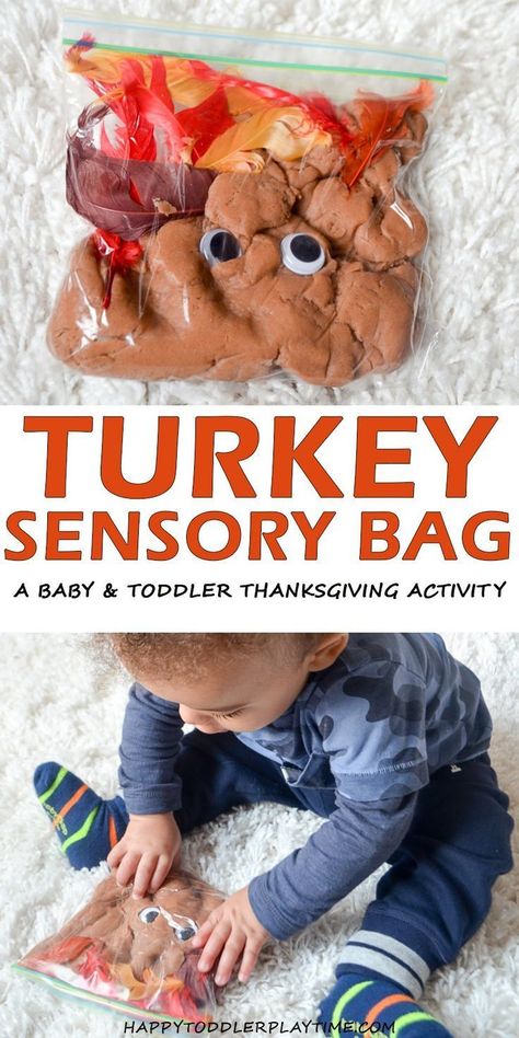 Turkey Sensory Bag - HAPPY TODDLER PLAYTIME #thanksgivingcrafts #thanksgivingactivities #toddleractivities #babyactivity #sensoryplay #sensorybin #kidsactivities Sensory Bags For Babies, Thanksgiving Toddler Activities, Thanksgiving Sensory, Infant Curriculum, Toddler Thanksgiving, Thanksgiving Crafts For Toddlers, Thanksgiving Toddler, Thanksgiving Lessons, Infant Lesson Plans