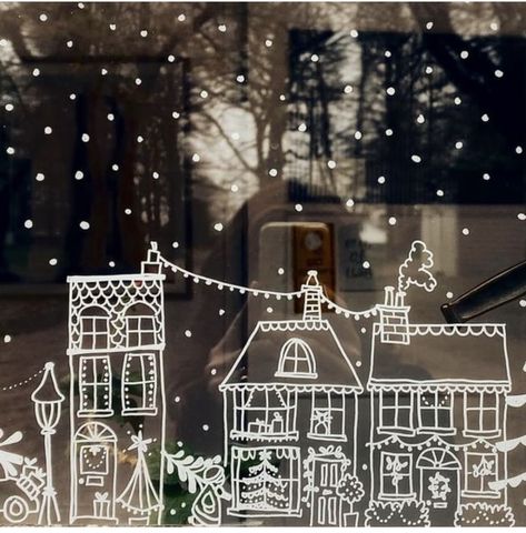 Christmas Window Painting, Window Drawing, Christmas Window Display, Winter Window, Christmas Chalkboard, Christmas Window Decorations, Christmas Tree Painting, Christmas Interiors, Christmas Inspo