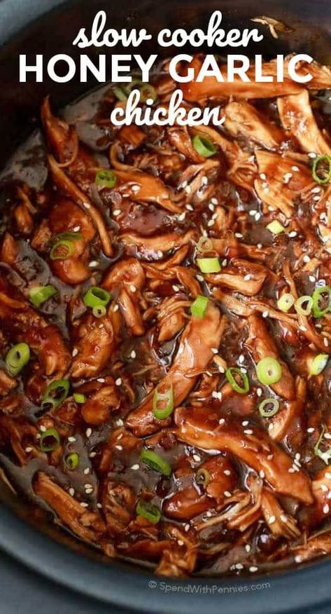 Easy Asian Dishes, Slow Cooker Honey Garlic Chicken, Asian Dish, Easy Asian, Crockpot Dishes, Best Slow Cooker, Chicken Slow Cooker Recipes, Honey Garlic Chicken, Chicken Fried