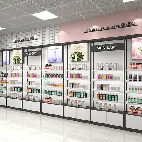 Store Cosmetics Design, Shop Shelves Design, Cosmetic Shop Interior Design Shelves, Cosmetics Interior Design, Cosmetic Shop Design Ideas, Store Shelves Design Shop Displays, Cosmetic Store Design Interiors, Cosmetics Shop Design Store Interiors, Beauty Supply Store Design