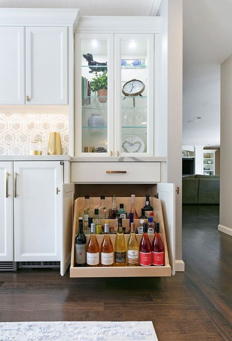 Dining Room Bar Nook, Kitchen Drink Bar Ideas, Built In Wet Bar Kitchen, Built In Wine Fridge Dining Room, Dry Bar Ideas Dining Room, Built In Bar Cabinet Storage Cabinets, Wet Bar Upper Cabinets, Built In Buffet Bar Dining Room, Wet Bar Ideas In Dining Room