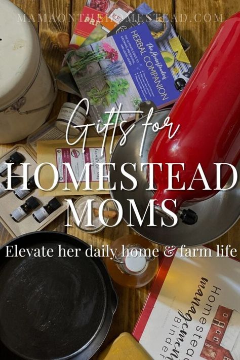 What do you buy for a homesteading woman who dreams of simple living, chickens, and tomatoes? Check out these 29 homestead mom gift ideas that she will love to receive for any occasion! #Homesteading #HomesteadingWomen #WomenOnTheHomestead #HomesteadMom #MamasOnTheHomestead #GiftIdeas #MomGiftIdeas Gifts For The Homesteader, Homesteading Gift Ideas, Crunchy Mom Gift Ideas, Homestead Gift Ideas, Homesteading Christmas Gifts, Homestead Must Haves, Homestead Gift Basket, Homestead Essentials, Homesteader Gifts