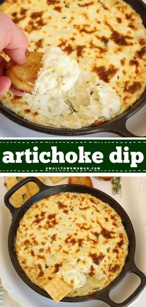 Artichoke Dip Recipes Baked, Best Artichoke Dip Recipe, Easy Football Food, Hot Artichoke Dip Recipe, Dip For Parties, Appetizer Dips Hot, Baked Artichoke Dip, Artichoke Dip Easy, Hot Artichoke Dip