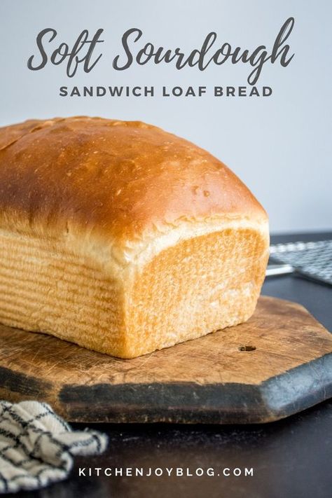 The inclusion of milk and butter in the dough help give this loaf the perfectly soft, rich texture that sourdough sandwich dreams are made of.  Super Soft Sourdough Sandwich Bread is easier than you think- the kneading is done in a stand mixer! Soft Sandwich Sourdough Bread, Homemade Bread With Starter, Sourdough Loaf Bread Recipe With Starter, Everyday Sourdough Bread, Sandwich Bread With Sourdough Starter, Sandwich Bread Sourdough Discard, Best Sourdough Sandwich Bread Recipe, Sourdough Discard Sandwich Loaf, Sour Dough Loaf Bread