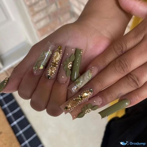 Money Nails, Instagram Money, China Nails, Long Press On Nails, Green Nail Designs, Nagel Tips, Nail Length, Beauty Nail, Nail Art Hacks