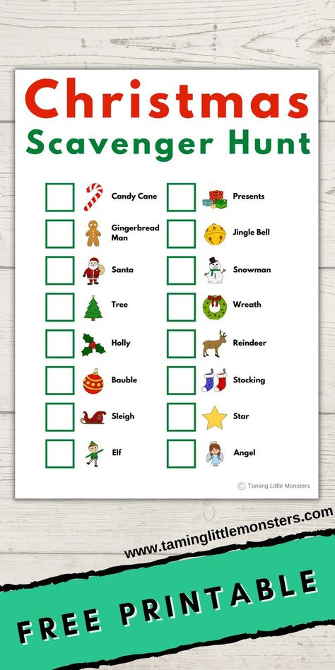 Christmas Scavenger Hunt - Free Printable for kids. #freeprintable #christmas Christmas Scavenger Hunt For Kids, Printable Christmas Scavenger Hunt, Craft Ideas For Beginners, Crafts For Beginners, Fun Activities For Preschoolers, Christmas Party Activities, Xmas Games, Christmas Scavenger Hunt, Fun Christmas Party Games