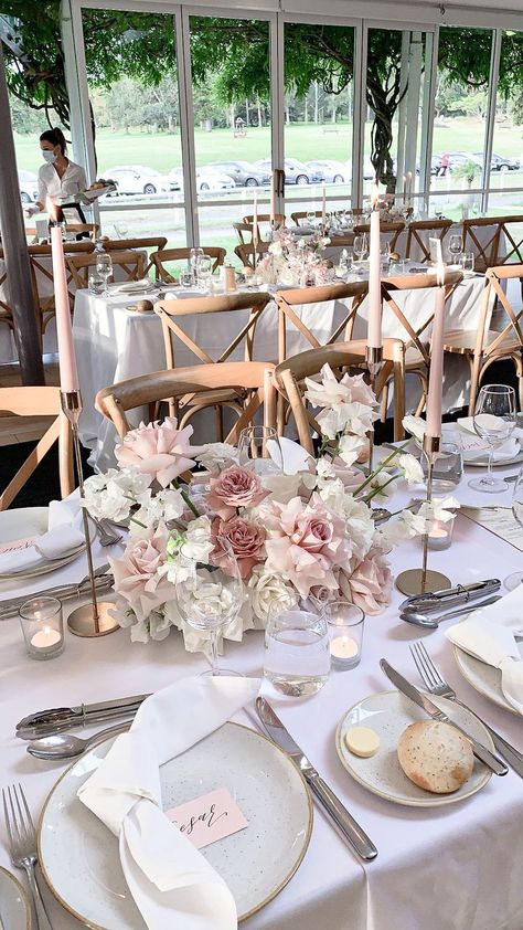 Low Floral Centerpieces, Wedding Stylist, Floral Centerpieces, Table Setting, Wedding Table, Blush, Flowers, Floral, Pink