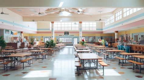 Free photo a bustling school cafeteria d... | Free Photo #Freepik #freephoto #energy #food #chairs #crowded Outdoor Cafeteria, Cafeteria School, School Webtoon, High School Cafeteria, Fame Ideas, Energy Food, Fantasy High, School Cafeteria, Alternate Universe