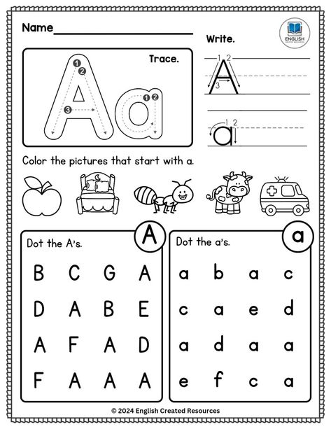 Letter A Kindergarten Worksheets, Letter A Sheets For Preschool, Things That Begin With The Letter A, Preschool Letter Writing, A Phonics Worksheet, Letter Worksheets For Kindergarten, Free Letter A Worksheets, A Letter Worksheets For Kids, Writing Alphabets Worksheet