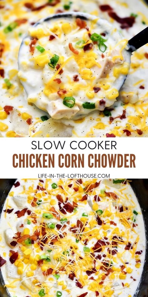 Chicken Bacon Corn Chowder Crockpot, Creamy Chicken Corn Soup Recipes, Chicken Corn Crockpot Recipes, Gluten Free Chicken Corn Chowder, Chicken Potato Soup Crockpot, Crockpot Chicken Corn Chowder, Slow Cooker Chicken Corn Chowder, Chowder Recipes Crockpot, Corn Chowder Crockpot