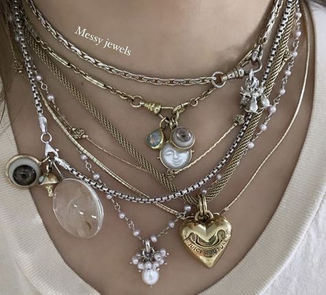 Chunky Silver Jewellery, Evry Jewels, Couture Necklace, Juicy Couture Necklace, Mazzy Star, Mixed Metal Jewelry, Dope Jewelry, Set Jewelry, Chunky Jewelry