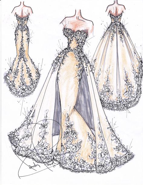 Randy Fenoli, Lakaran Fesyen, Detail Couture, Rok Outfit, Wedding Dress Sketches, Say Yes To The Dress, Mode Tips, Dress Illustration, Dress Design Drawing