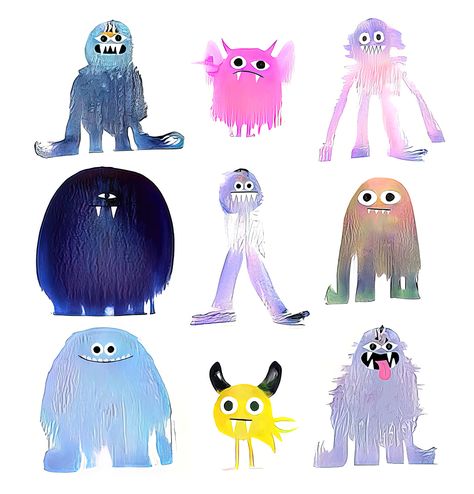 Monsters Inc Character Design, Monster Character Design Cute, Monsters Illustration Cute, Cute Monsters Illustration, Alien Illustration Character Design, Monster Graphic Design, Cute Monster Design, Monster Art Cute, Cute Monster Character Design