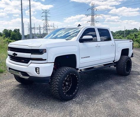 Jacked Up Chevy, Jacked Up Truck, Best Pickup Truck, Custom Lifted Trucks, Ford Ranger Truck, White Truck, Duramax Diesel, Lifted Chevy, Lifted Chevy Trucks