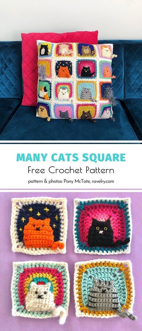 Beginner Haken, Kat Haken, Pillow Crochet, Confection Au Crochet, Pola Amigurumi, Crochet Braid, Crochet Square Patterns, Blanket Patterns, Fun Crochet Projects