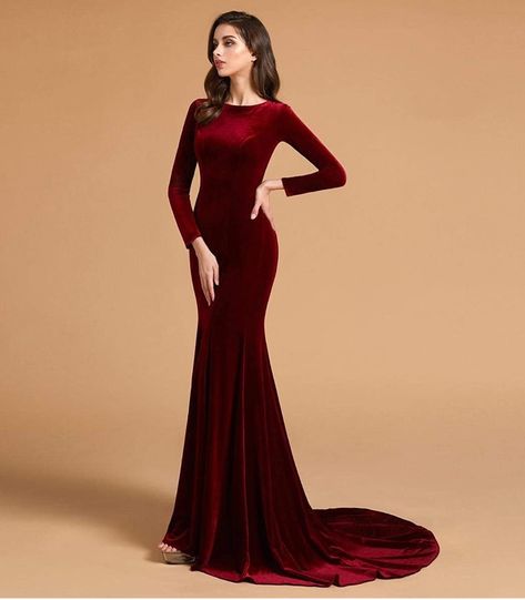 Before you place the order, Please See our Size Chart on the left. Velvet Dress Long Classy, Velvet Party Dress Classy, Classy Prom Dresses Long, Chiffon Dress Long Casual, Velvet Mermaid Dress, Prom Dresses Mermaid, Burgundy Gown, Modest Evening Dress, Classy Gowns