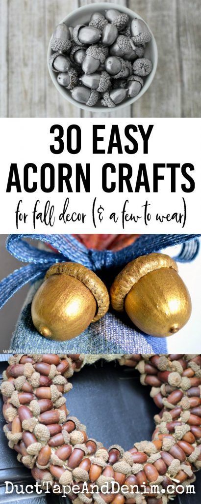 30 easy acorn crafts for fall decor plus a few to wear on DuctTapeAndDenim.com Easy Fall Home Decor, Fall Home Decor Diy, Crafts For Fall, Fall Crafts For Adults, Acorn Decorations, Easy Thanksgiving Crafts, Easter Crafts For Adults, Easter Wood Crafts, Acorn Crafts