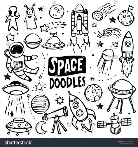 Collection of hand drawn doodles - UFO's, aliens, planets and spacecrafts.drawn#doodles#Collection#hand Space Theme Doodles, Space Objects, Hand Drawn Doodles, Space Doodles, Planet Drawing, Arte Doodle, Alien Drawings, Space Drawings, Doodle Tattoo