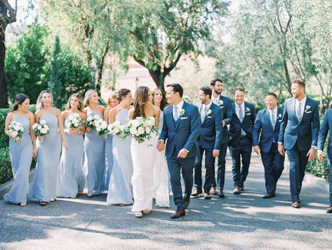 French Blue Wedding, Light Blue Bridesmaid, Romantic Outdoor Wedding, Light Blue Wedding, Blue Themed Wedding, Wedding Groomsmen, Wedding Theme Colors, Wedding Bridal Party, Blue Bridal