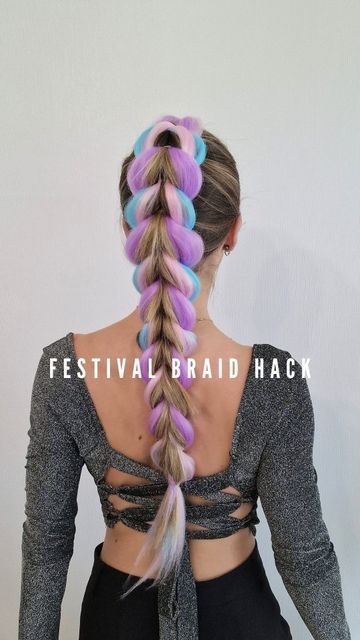 Fake Hair Braids, Fake Braid, Braid Hack, Dragon Braid, Festival Braid, Dragon Makeup, Faux Braids, Rubber Band Hairstyles, Faux Hair