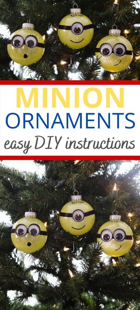 Natal, Minions, Outdoor Tree Ornaments Diy Homemade Christmas, Grinch Clear Ornament Ideas, Minion Christmas Ornaments Diy, Minion Crafts Diy, Spongebob Ornaments Diy, Funny Diy Ornaments Ideas, Minion Ornaments Diy