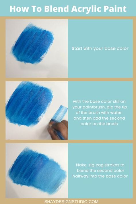 Step by step tutorial on how to blend acrylic paint. Acrylic painting tutorials, acrylic paint, acrylic painting for beginners How To Fix Cheap Acrylic Paint, Tips For Painting With Acrylics, Blending Techniques For Acrylic Paint, How To Use Acrylic Paint On Paper, Acrylic Paint Tutorial For Beginners, How To Layer Acrylic Paint, Acrylic Paint Blending Techniques, Painting Practice Acrylic, Acrylic Medium Painting