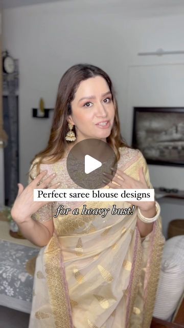 A S M I T A on Instagram: "Here are some blouse design ideas and do’s and dont’s in case you are struggling to find the right kind of a blouse for a heavy bust.. 
.
.
V- neckline ✔️
Square neckline ✔️
Halter neckline ✔️
Sweetheart neckline ✔️ 
Scoop neckline ✔️

Also avoid 
High neck sleeveless 
Plunging necklines
Short cap sleeves 
Boat neck blouses 
.
.
#designerblouses #blouseideas #blousedesigns #sareeblousedesigns #sareeblouse #sareeblogger #saree #sareeswag #sareeseduction #sareeonline #sareeoftheday #sareelook #reelkarofeelkaro #reelindia #indianblogger #navratrispecial" V Neck Blouses For Saree, Scoop Neck Blouse Designs, High V Neck Blouse Designs, Blouse Designs Heavy Bust, Blouses For Heavy Bust, Halter Neck Blouse With Sleeves, V Neck Blouse Designs Saree, Sweetheart Neckline Blouse Back, Saree Blouse Designs For Heavy Bust