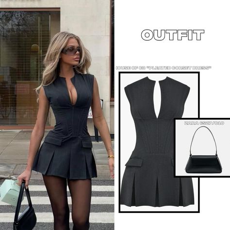 🤍OUTFIT Articlenumbers: 🤍Dress house of cb: ”pleated corset dress” 🤍Bag zara: 6527/010 #fashion #fashionstyle #fashionblogger #inspiration #inspo #outfit #dress #outfits #outfitinspo #grey #luxury #clothes #clothing #girl #women #style #fashiongram #trending #trend #haul #zara #zarawoman #fypage #explore #utforska Brown Corset Dress, Zara Trends, Brown Corset, House Of Cb Dresses, Dresses Aesthetic, Diy Skirt, Corporate Outfits, Luxury Clothes, Dress Zara