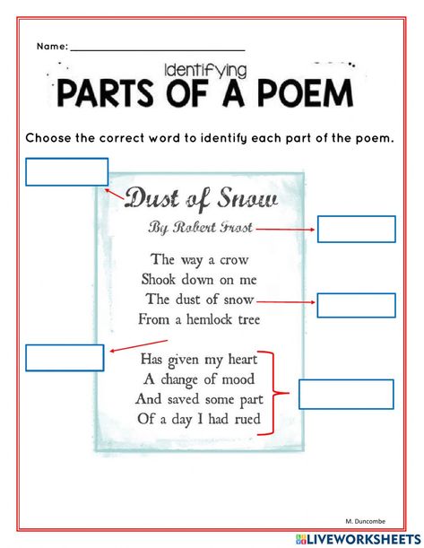 Parts Of A Poem, Poem Worksheet, Poetry Analysis Worksheet, Poetry Elements, Poetry Worksheets, Poem Activities, Poem Analysis, Poetry Analysis, 5th Grade Writing