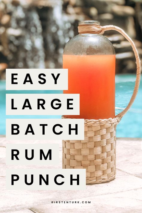 Easy Large Batch Rum Punch Inspired by the Turks and Caicos Batch Rum Punch, Rum Runner Recipe, Coconut Rum Punches, Rum Punch Recipe, Coconut Rum Drinks, Drunken Sailor, Batch Cocktail Recipe, Rum Drinks Recipes, Rum Punch Recipes