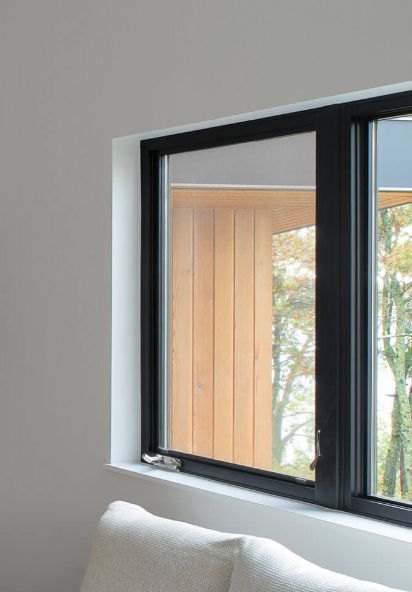 Anderson E-series in window with drywall return trim Interior Window No Trim, Flush Window Sill, Sheetrock Returns On Windows, Window With No Trim, Drywall Window Casing, Drywall Wrapped Windows With Sill, Midcentury Window Trim, Drywall Return Window Trim, Trimless Windows Interior