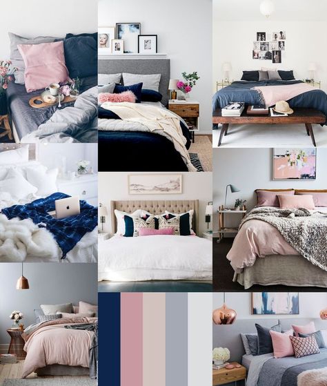 Check my other "HOME DECOR IDEAS" Videos pink duvet cover. #amazonaffiliate Dorm Room Color Schemes, Dorm Room Colors, Navy Bedrooms, Suite Ideas, Bilik Tidur, Room Color Schemes, Bedroom Color Schemes, Simple Bedroom, Bedroom Colors