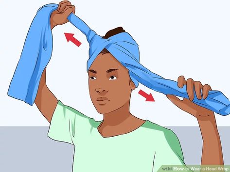 How to Wear a Head Wrap - wikiHow Long Scarf Head Wrap, How To Wrap Hair In Scarf With Braids, How To Wear A Head Wrap, How To Wear Head Scarves, How To Wear A Scarf In Your Hair, How To Wear A Head Scarf, Scarf Tying Hair, Scarf Head Wrap Tutorial, Wrap Hairstyle