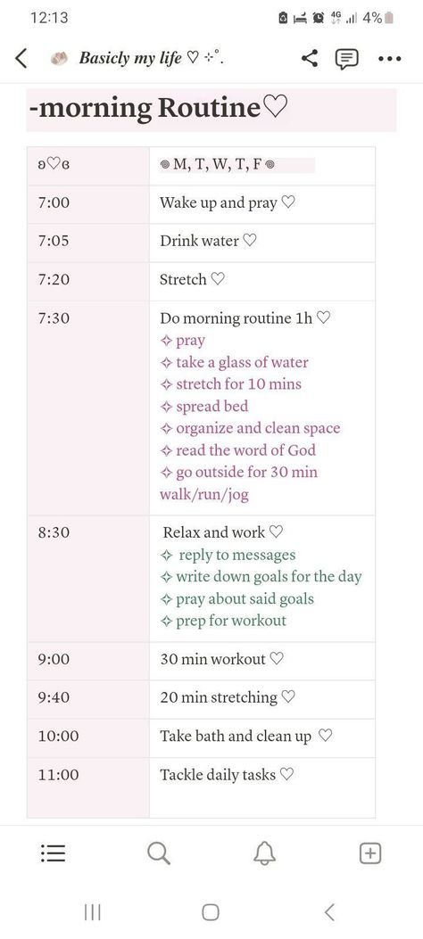 notion daily planner pink Daily Routine Schedule, Daily Routine Planner, Healthy Morning Routine, Self Care Bullet Journal, Routine Planner, Notes Inspiration, Social Media Planner, Notion Template, Get My Life Together