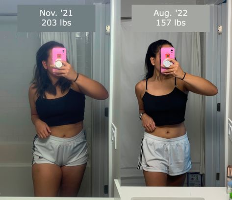 What you can see here is a progress picture showing a fat loss from 203 pounds to 157 pounds. That's an impressive loss of 46 pounds. 170 Pounds Women, Dandruff Solutions, 175 Pounds, 170 Pounds, She Did It, Lose Pounds, Progress Pictures, 5 Months, Transformation Body