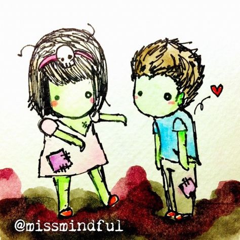 Zombie Couple doodle :) by me! Miss Mindful Zombie Couple Art, Mindful Pictures, Zombie Doodle, Zombie Couple, Couple Doodle, Zombie Love, Doodles Cute, Couples Doodles, Cute Zombie