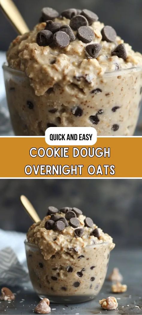 Cookie Dough Overnight Oats Overnight Oats Recipe Cookie Dough, Reese Cup Overnight Oats, Overnight Cookie Dough Oats, Cookie Dough Overnight Oats Healthy, Overnight Oats Quick Oats, Healthy Overnight Oats Recipes, Healthy Breakfast Overnight Oats, Easy Overnight Oats Healthy, Cookie Dough Oats