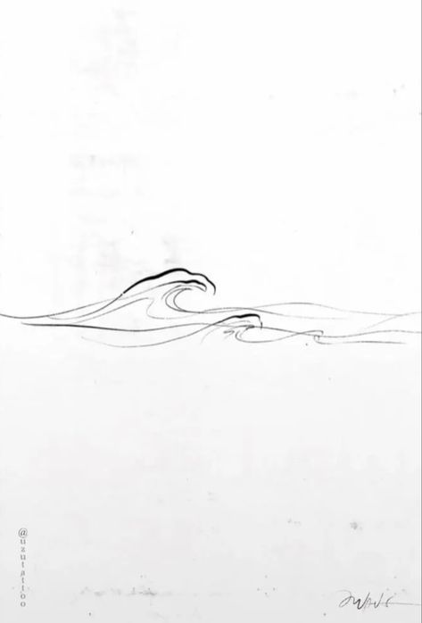 Self Soothing Tattoo, Ocean Wave Line Drawing, Its Just A Wave Tattoo, Unique Water Tattoos, Fine Line Wave Tattoo Ideas, Single Needle Wave Tattoo, Dainty Water Tattoos, Subtle Ocean Tattoo, Tattoos Of The Ocean