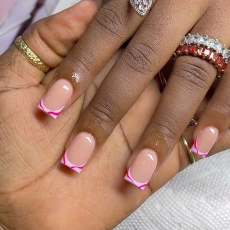 Gel Nail Tips Designs, Simple Short Nails Ideas, Pink Gel Nails Short, Pink Tip Nails, Pink Pink Pink, Acrylic Toe Nails, Simple Gel Nails, French Tip Acrylic Nails, Work Nails