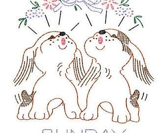 Day of the week embroidery patterns | Etsy Dogs Embroidery, Flamingo Coloring Page, Towel Embroidery Designs, Tea Towels Embroidery, Modern Hand Embroidery Patterns, Vintage Embroidery Transfers, Crewel Embroidery Patterns, Western Embroidery, Embroidery Transfers