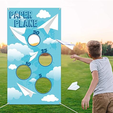 Flying Paper Plane, Airplane Party Theme, Airplane Birthday Party Decorations, Office Olympics, Planes Birthday Party, Flying Paper, Sports Activities For Kids, Airplane Activities, Planes Birthday