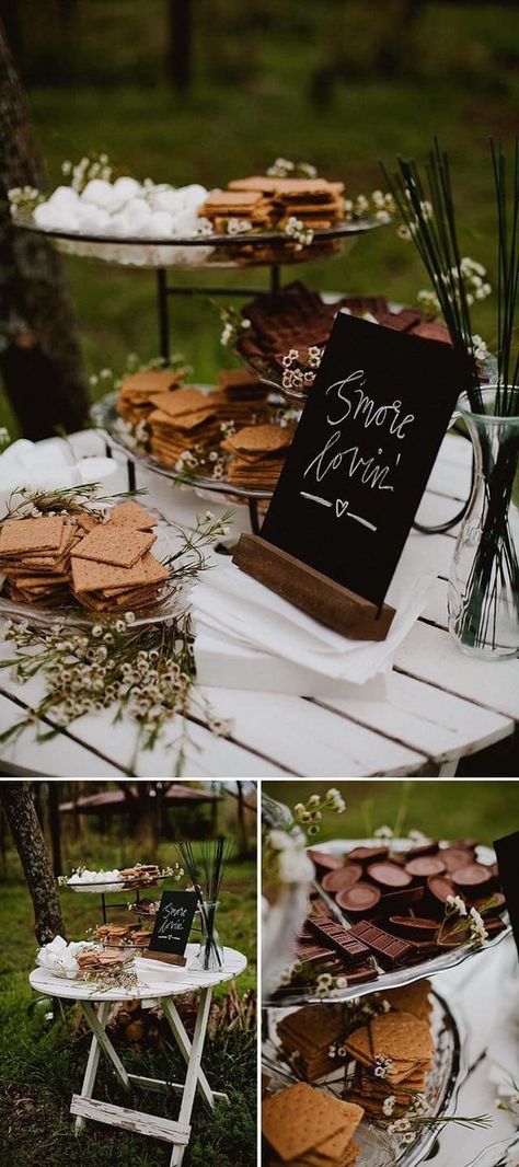 Wedding Picnic Tables, Cozy Wedding Reception, Fall Reception, Autumn Reception, Smores Bar, Jamie Jones, Cozy Wedding, Wedding Ceremony Ideas, S'mores Bar