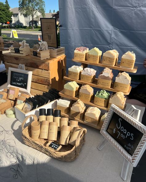 Mahany farmers market , 8-1:00 today! Roseville🌹 Selling Soap At Farmers Market, How To Set Up Farmers Market Table, Soap Stands Display Ideas, Farmers Market Selling Ideas, Farm Business Ideas, Soap Displays For Craft Shows, Farmer Market Display Ideas, Farmers Market Set Up, Farmers Market Stands