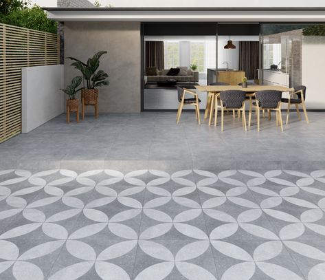 Hardblue Graphite Decor Porcelain Outdoor Slab - Hardblue Outdoor Slab from Tile Mountain Outdoor Tiles Floor, Outdoor Tile Patio, Balcony Tiles, Terrace Tiles, Outdoor Porcelain Tile, Terrace Floor, Porch Tile, Exterior Tiles, Patio Slabs