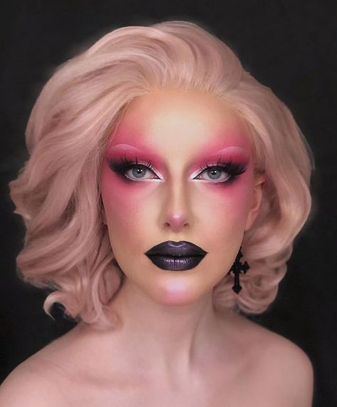 Brooke Adelsperger (@brookeadels) • Instagram photos and videos Pink Drag Eye Makeup, Drag Queens Makeup, Pink Drag Makeup Looks, Drag Looks Make Up, Pink Drag Makeup, Drag Queen Makeup Looks, High Fashion Makeup Looks, Maquillaje Drag Queen, 80s Drag