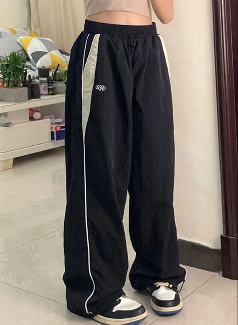 Y2k Women Wide Leg Cargo Pants Casual Streetwear Loose Drawstring Trousers Drawstring Sweatpants Female Vintage Baggy Joggers Black Baggy Sweatpants, Hip Hop Joggers, Girl Sweatpants, Baggy Sweatpants, Streetwear Pants, Wide Leg Sweatpants, Vintage Preppy, Casual Joggers, Blue Streetwear